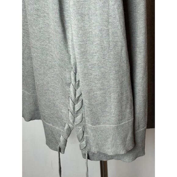 H By Halston Gray Knit Long Sleeve Round Neck Lace Up‎ Side Sweater Size L - Picture 7 of 9